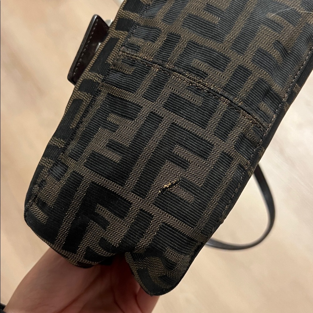 RARE Vintage Fendi Mini Mama Baguette in Brown and Black Logo Monogram Bag - Picture 13 of 16